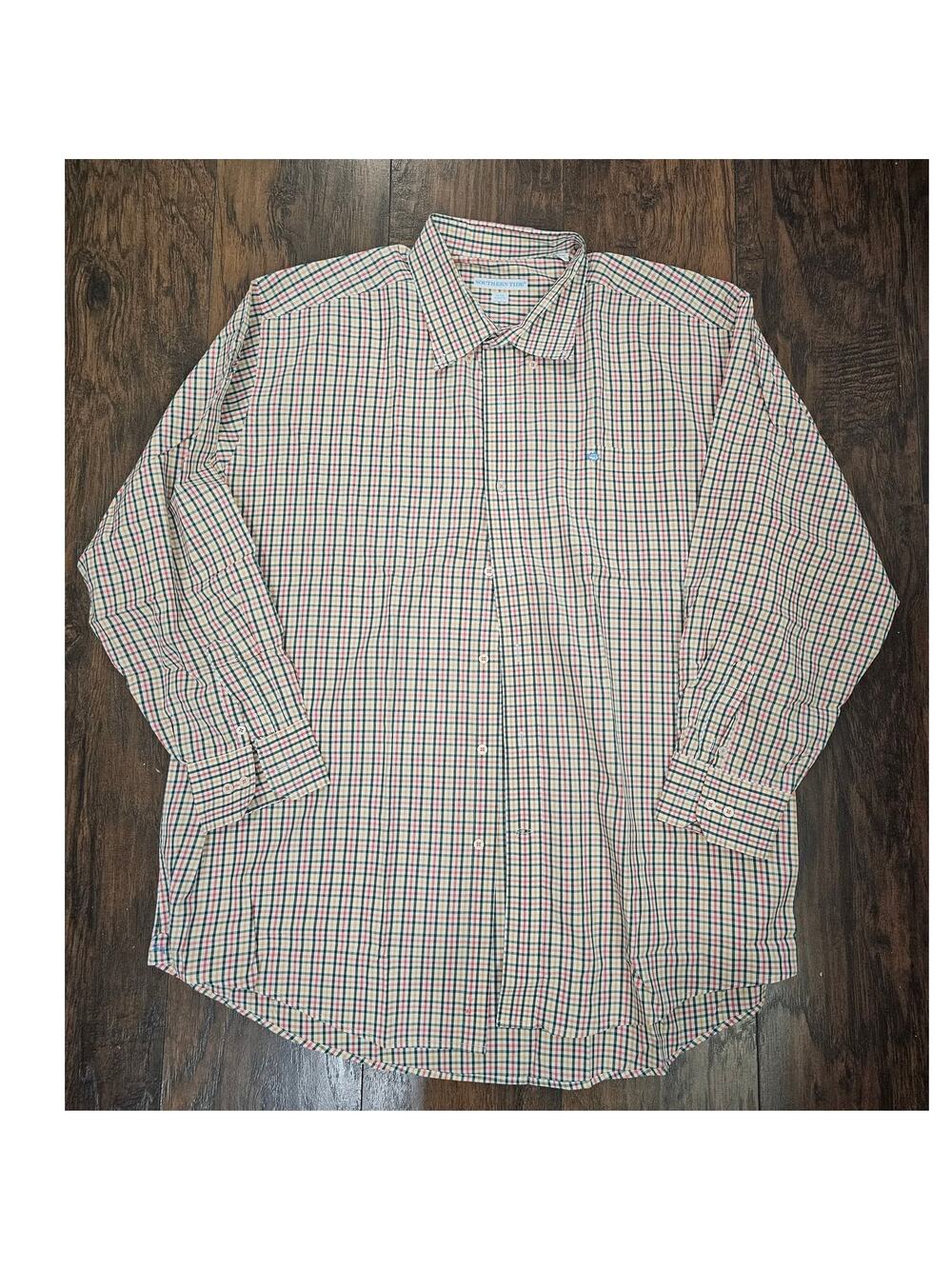 Southern Charm Button up Shirt Size XXL Classic Fit Orange Green White